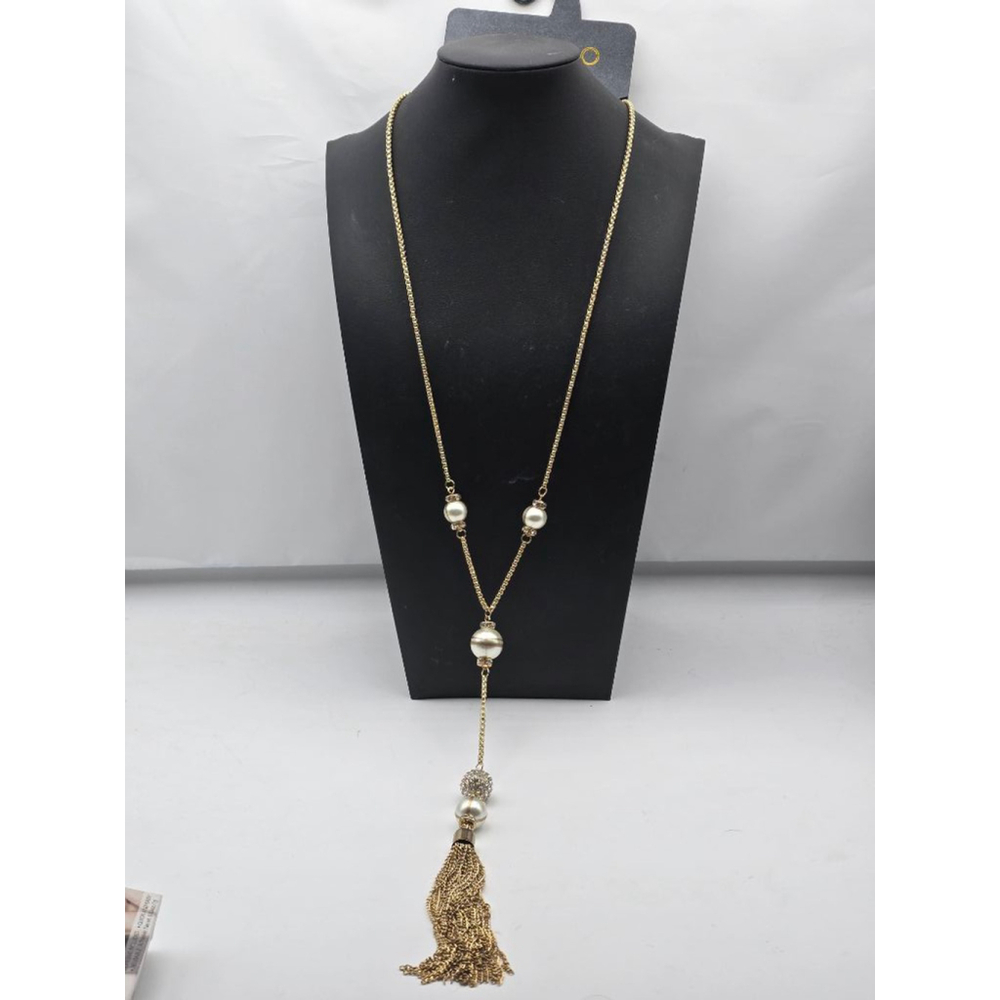 Women's Studio Select Gold Necklace with Pearl and Tassel